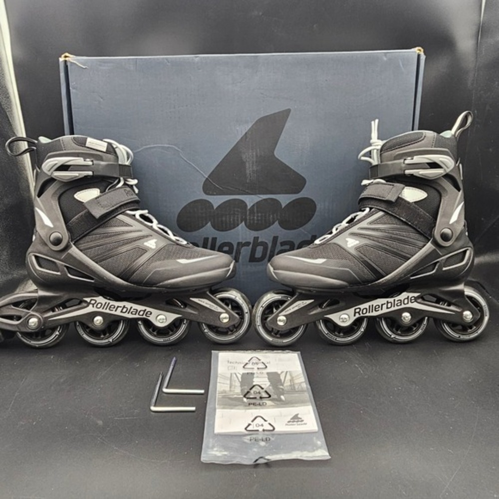 Rollerblade Zetrablade‎ Mens Size 8 Inline Skates Black Silver 80mm Wheels